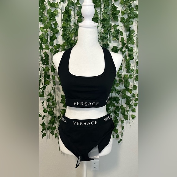 Versace Bralette and brief. Black & White color 94% Cotton...